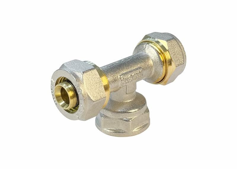 Тройник обжимной с переходом на внутреннюю резьбу  16х1/2х16