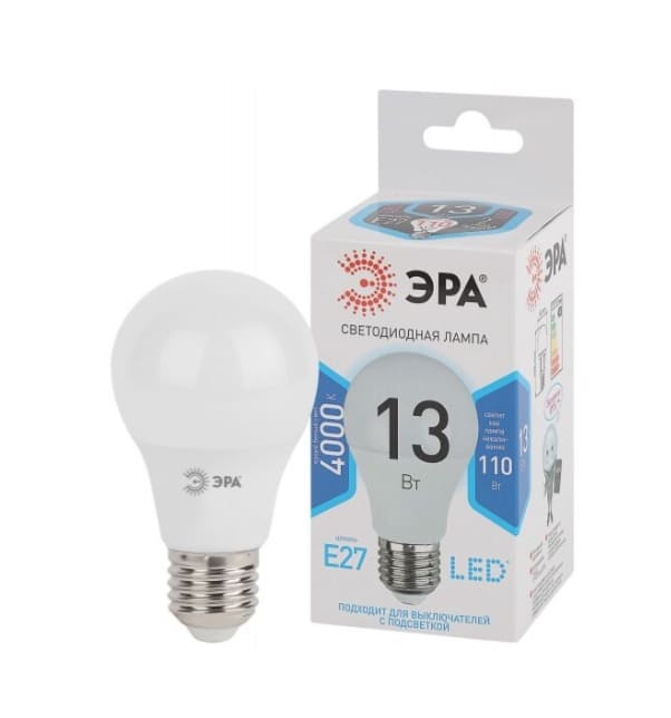 Лампа светодиодная Standart LED A60-13W-840-E27 ЭРА QX