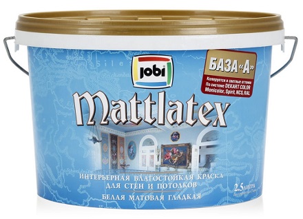 Краска влагостойкая интерьерная для стен и потолков JOBI Mattlatex
