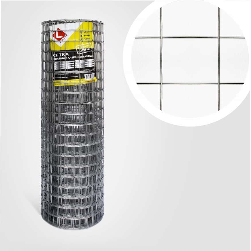 Сетка сварная оцинкованная D1,6мм, яч.50х60мм, 1х25м LIHTAR
