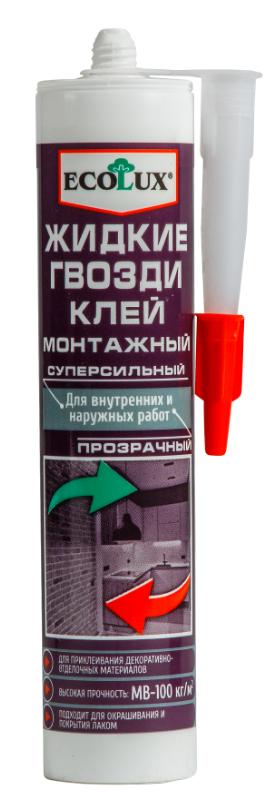 Клей  монтажный Суперсильный, прозрачный, 290 мл Ecolux 