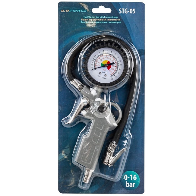 Пистолет для подкачки шин с манометром, ILOforce IF-STG-05