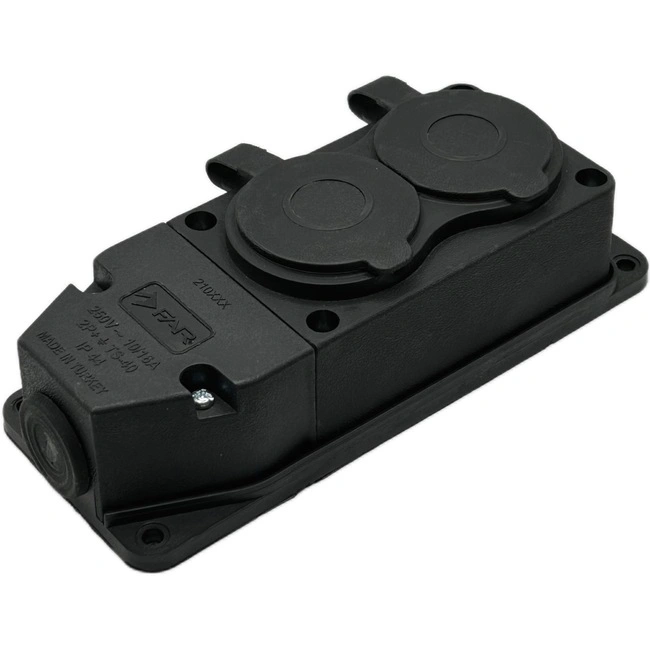 Колодка с заземлением 2 гнезда черная FAR F160