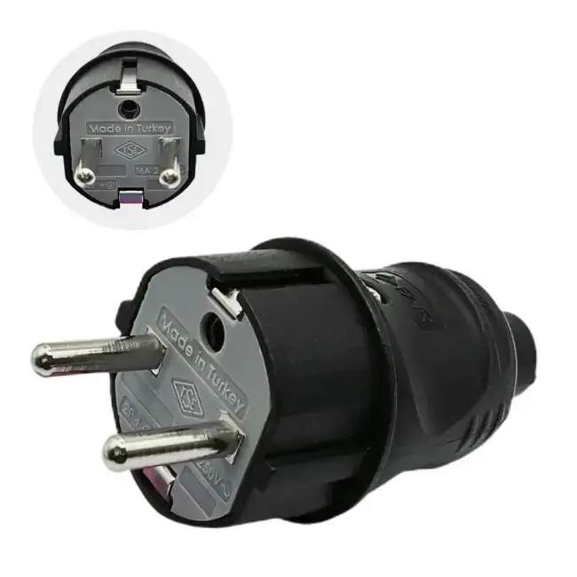 Вилка с заземлением черная FAR F999