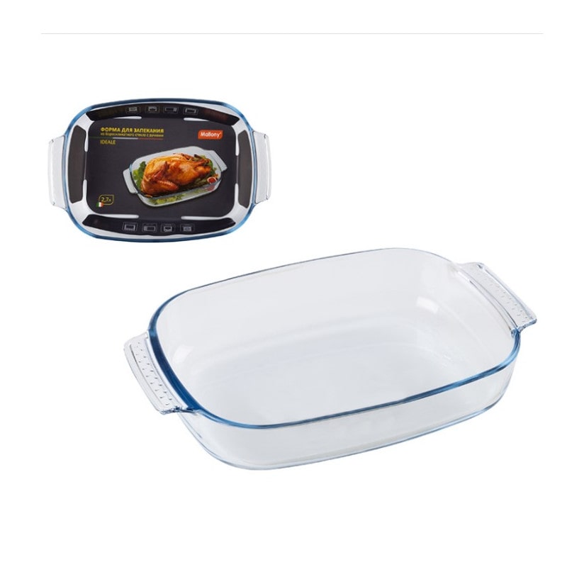 Форма для запекания IDEALE, 2,7 л, с ручками, из боросиликатного стекла