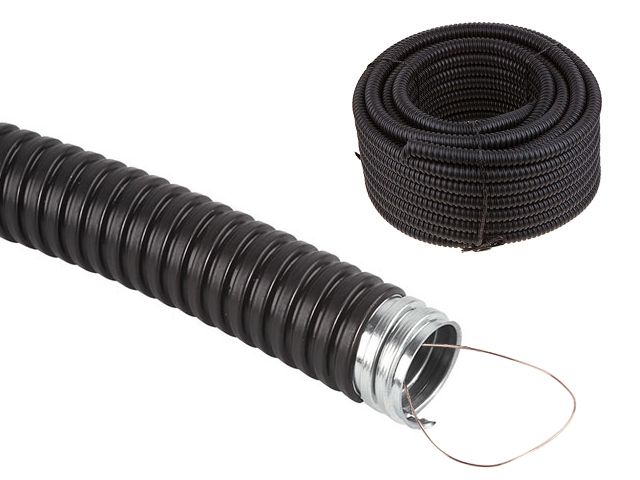 Металлорукав РЗ-Ц в ПВХ изоляции с протяжкой 9 мм (25 м), LEIDEN ELECTRIC 809053