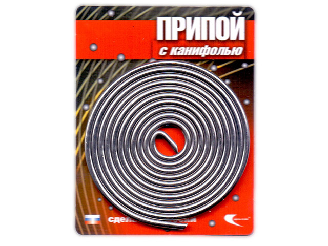 Припой ПОС-61 трубка, спираль D 2 мм ( с канифолью, Длина 1 м), Векта 30262