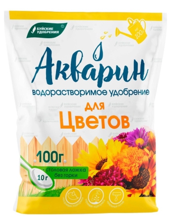 Удобрение Акварин для цветов, водорастворимое Буйские удобрения 100г