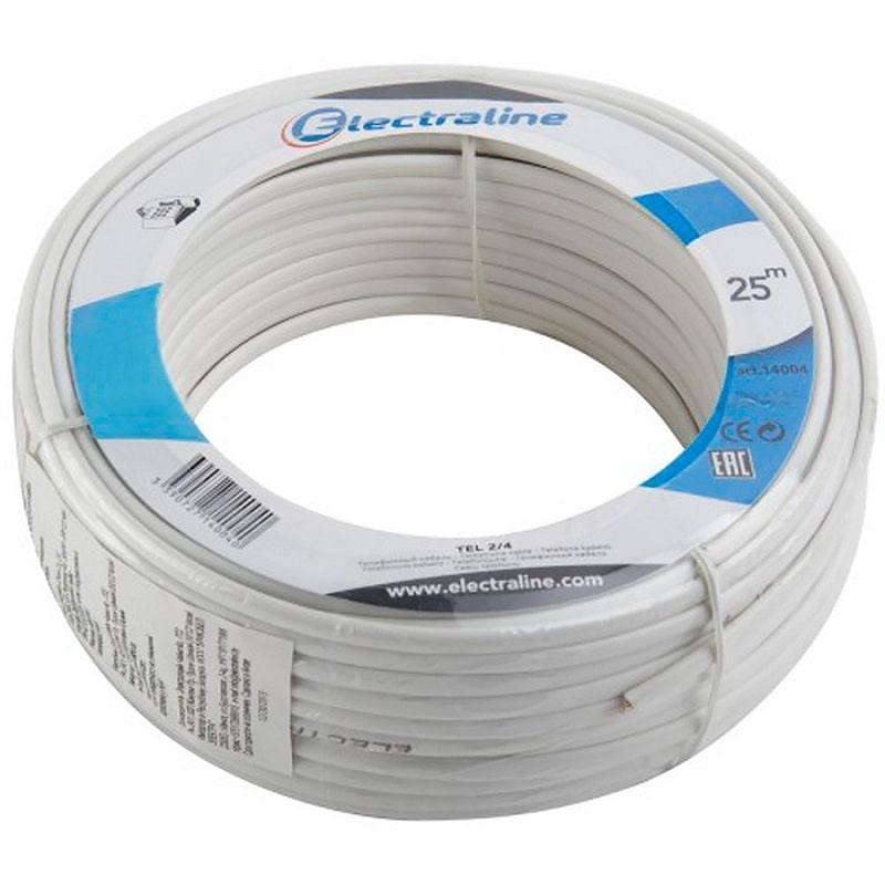 Телефонный кабель 2/4 25м белый Electraline