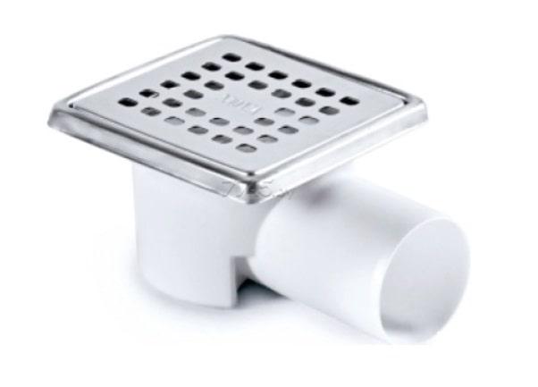 Сливной трап горизонтальный D50 с рамкой, с сухим затвором, решетка нерж. 100х100мм (5057) NOVA