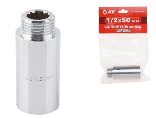 Удлинитель вн.-нар. 1/2х50 мм, усиленный хром (AVE301012) AV Engineering