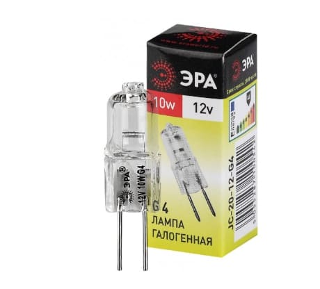 Лампа галогенная, прозрачная G4-JC-10W-12V ЭРА
