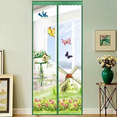 Штора антимоскитная на дверь на магнитах (зеленый) 100x210 см