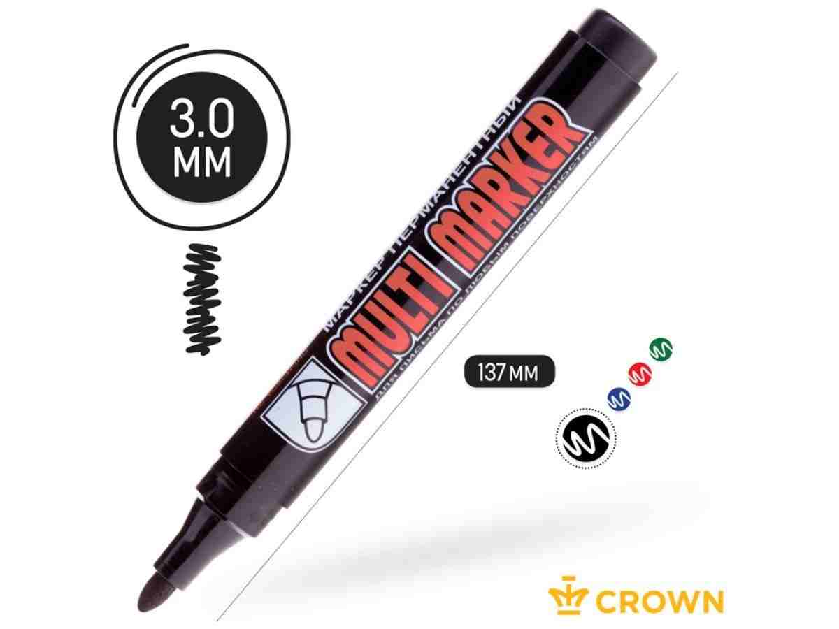 Маркер промышленный перманентный фетровый 3.0 мм черный CROWN MULTI MARKER CPM-800black