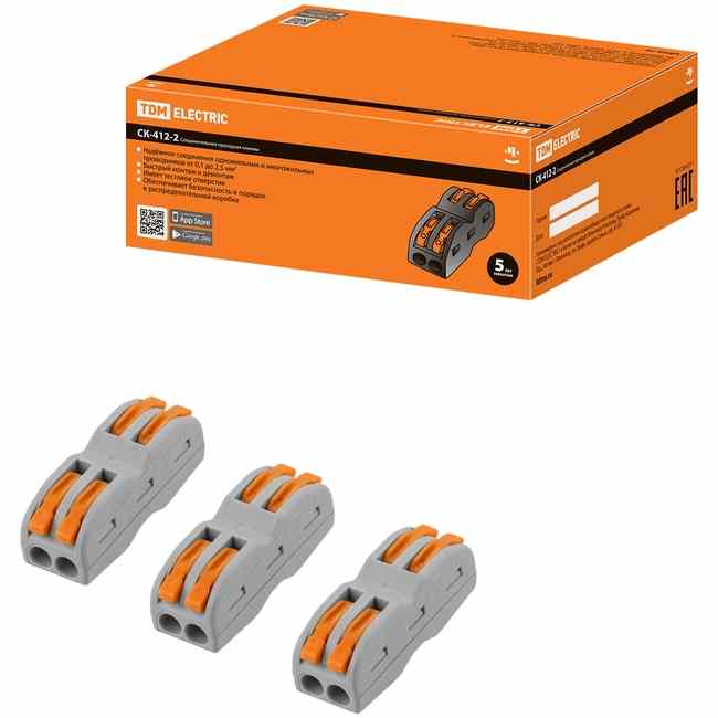 Клемма разветвительная СК-412-2 с рычагом 4 отверстия TDM SQ0527-0041