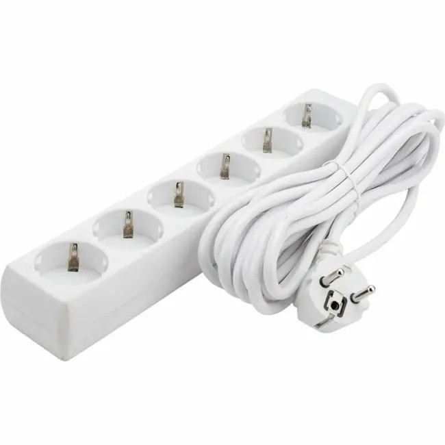Удлинитель 6 розеток 5 м белый с заземлением Borsan BR-1556-515