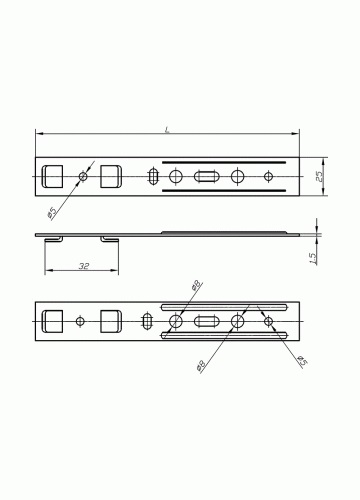 Пластина анкерная, для профиля KBE (3-камерный) (32 мм), L=165 мм, Domax