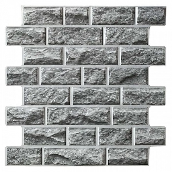 Панель ПВХ самоклеящаяся камень Мергель серый 468х473 мм, Grace