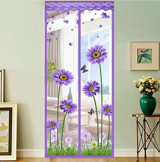 Штора антимоскитная на дверь на магнитах (сиреневый) 100x210 см