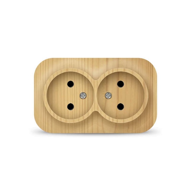 РОЗЕТКА 2-ая без заземления, сосна, IONICH 1438