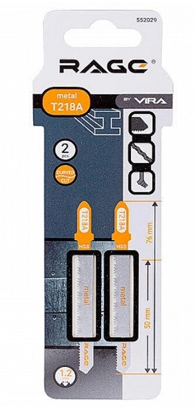 Пилки для лобзика по металлу T218A (2 шт.), Vira Rage 552029