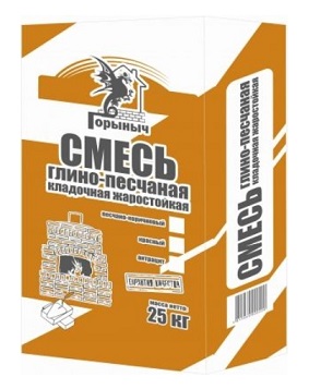 Смесь кладочная жаростойкая глино-песчаная коричневая 25кг Горыныч