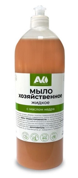 Мыло жидкое Хозяйственное с маслом кедра 1л, AVKO