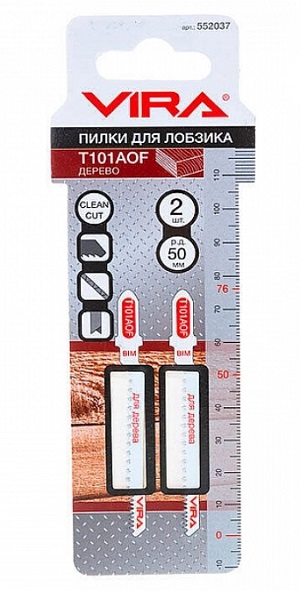 Пилки для лобзика по дереву T101AOF (2 шт.), Vira Rage 552037