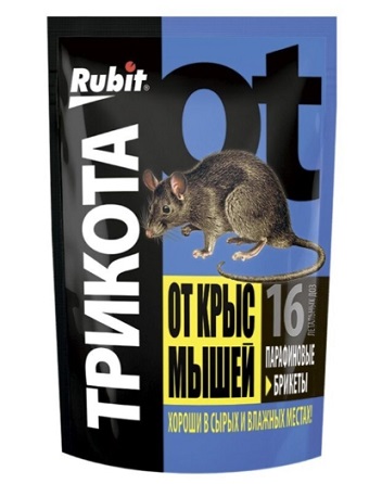 Парафиновые брикеты от крыс и мыше ТриКота 160 гр. Rubit