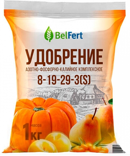 Удобрение Азотно-Фосфорно-Калийное АФК 8-19-29-3(S) комплексное, 1кг BelFert