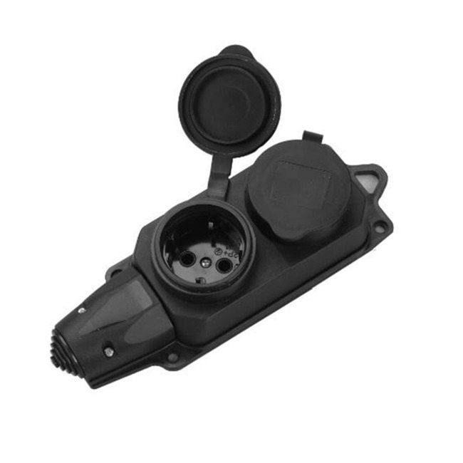 Розетка двойная переносная каучуковая с крышками ETP 77607