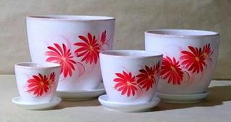 Горшок керамический 8 л Гербера красная