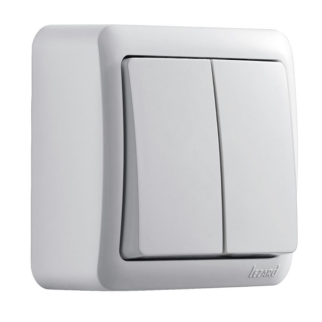 ВЫКЛЮЧАТЕЛЬ 2-клавишный белый, Viola Lezard