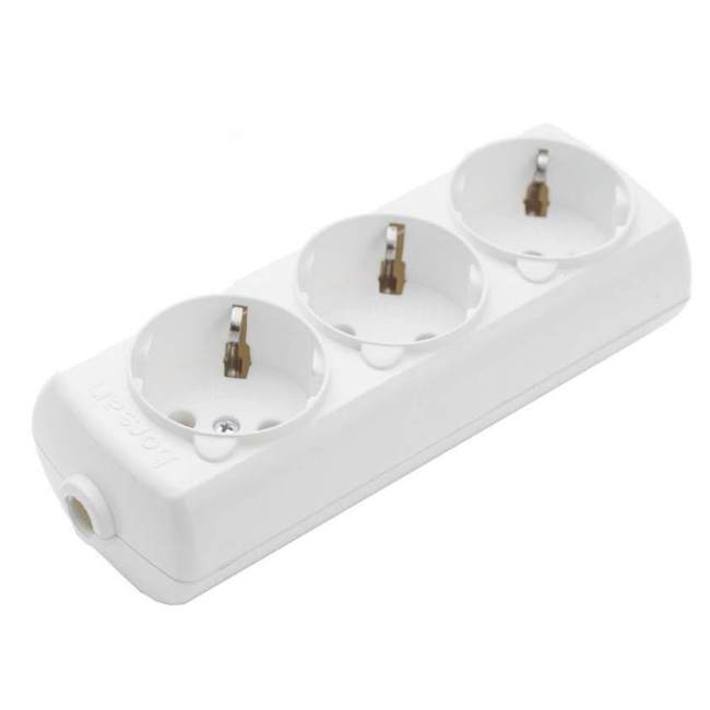 Колодка с заземлением 3 гнезда белая Borsan BR-1553-0