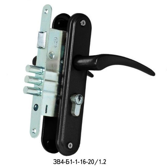 Замок врезной черный ВолМет ЗВ4-Б1-1-16-20/1.2