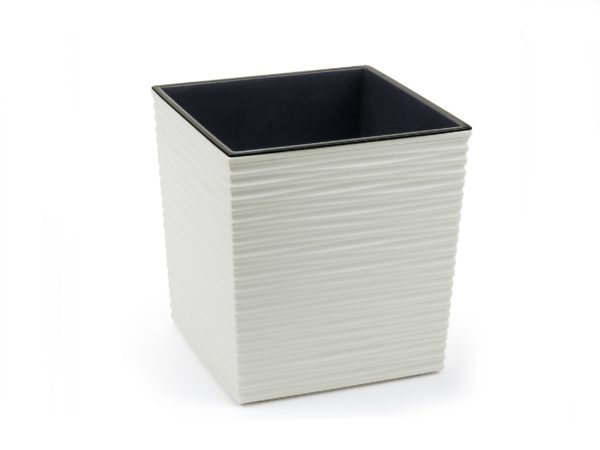 Кашпо для цветов пластмассовое кремовое 25x25x25 см Juka Dluto Lamela LA599-74