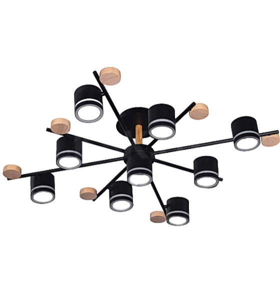 Светильник  Aitin-Pro черный/дерево H59208/8+1