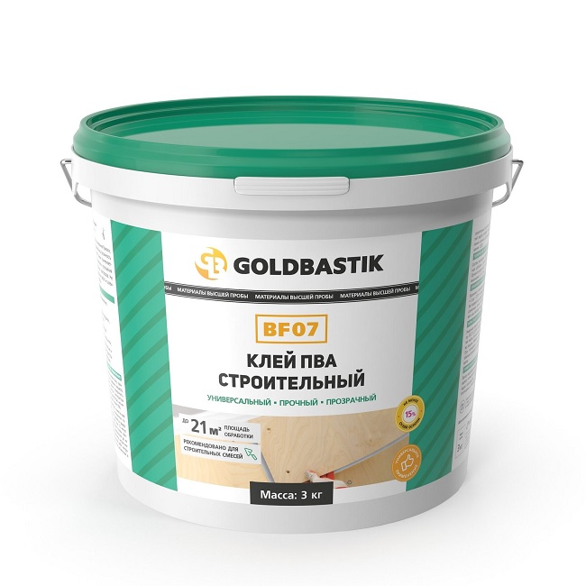 Клей ПВА строительный 3 кг, Goldbastik BF 07
