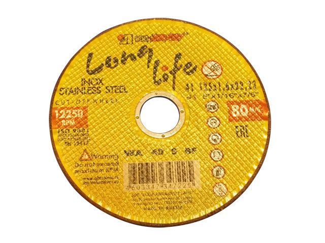 Круг отрезной 150х1.6x22.2 мм для нержавеющей стали LUGA Long Life