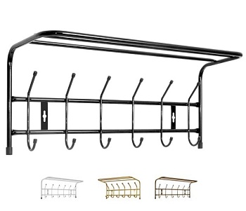 Вешалка настенная металлическая с полкой 605х265х245мм (цвета в ассортименте) ВП6 NIKA