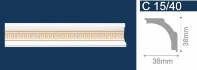 Потолочный плинтус Эллада Золото C15/40 Солид