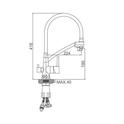 Смеситель для кухни золото LEDEME L4855G-2