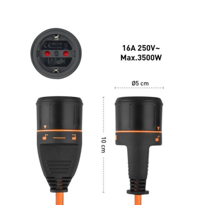 Удлинитель 1 розетка 20м черный Electraline 01364 (система Electralock)