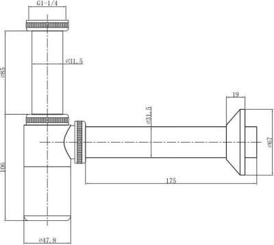 Сифон для умывальника, Aquant MS1020-10-MR