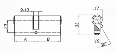 Цилиндровый механизм ZN 70 C ET CP Palladium