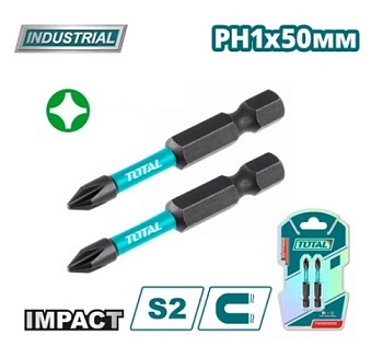 Бита ударная PH1 50 мм (2 шт), TOTAL TACIM71PH150
