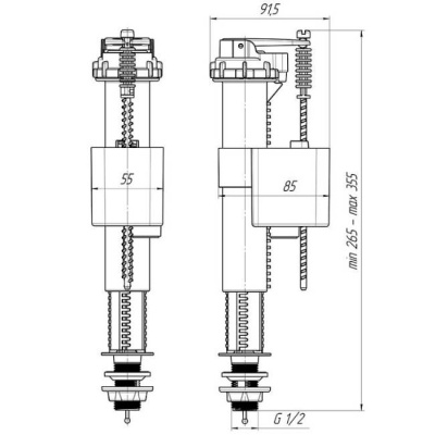 Арматура для смывных бачков с нижней подачей 1/2'' АНИ Пласт WC5510
