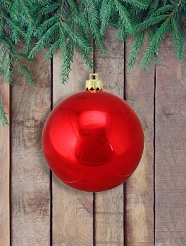 Шар елочный 10 см красный глянец (4 шт)