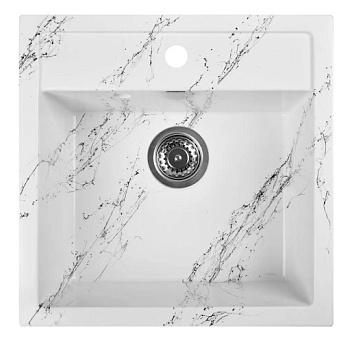 Мойка из искусственного камня WA11-12, мрамор бело-черный, WISENT