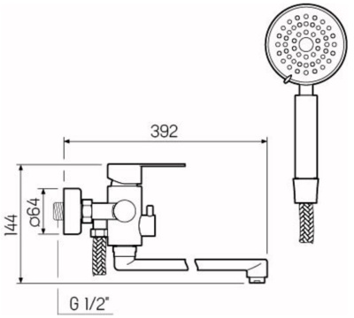 Смеситель для ванны и душа D35 SUS124-006EP РМС
